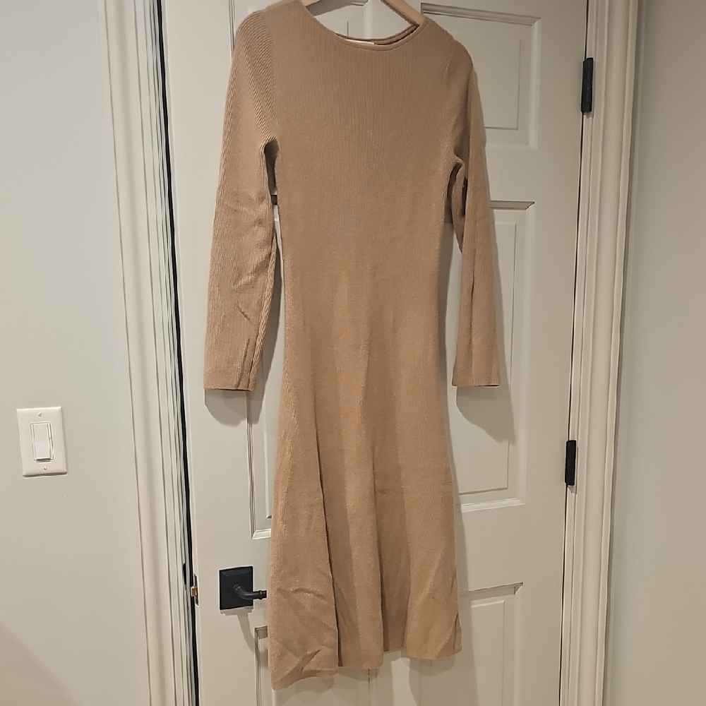 Nordstrom Tan Long Sleeve Sheath Dress